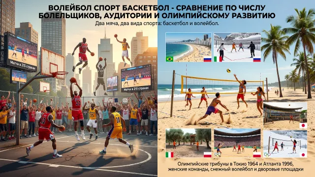 Волейбол спорт баскетбол - Сравнение по числу болельщиков, аудитории и олимпийскому развитию